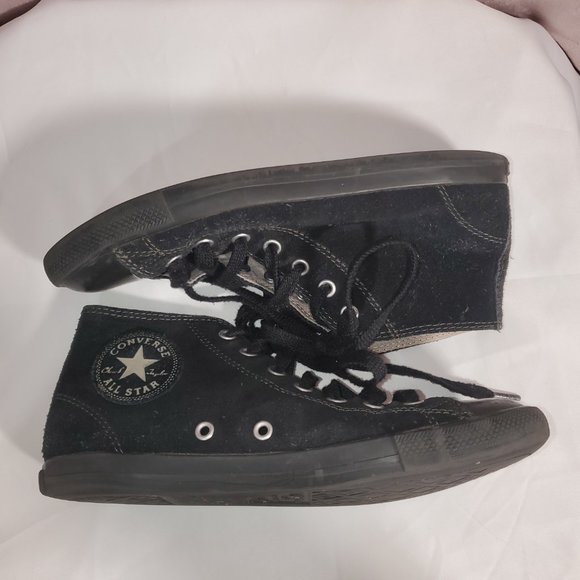 Womens Black Suede Mid Ankle Converse Size 6.5 - Picture 5 of 8